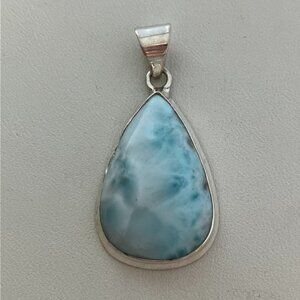Larimar Teardrop Pendant, Sterling Silver